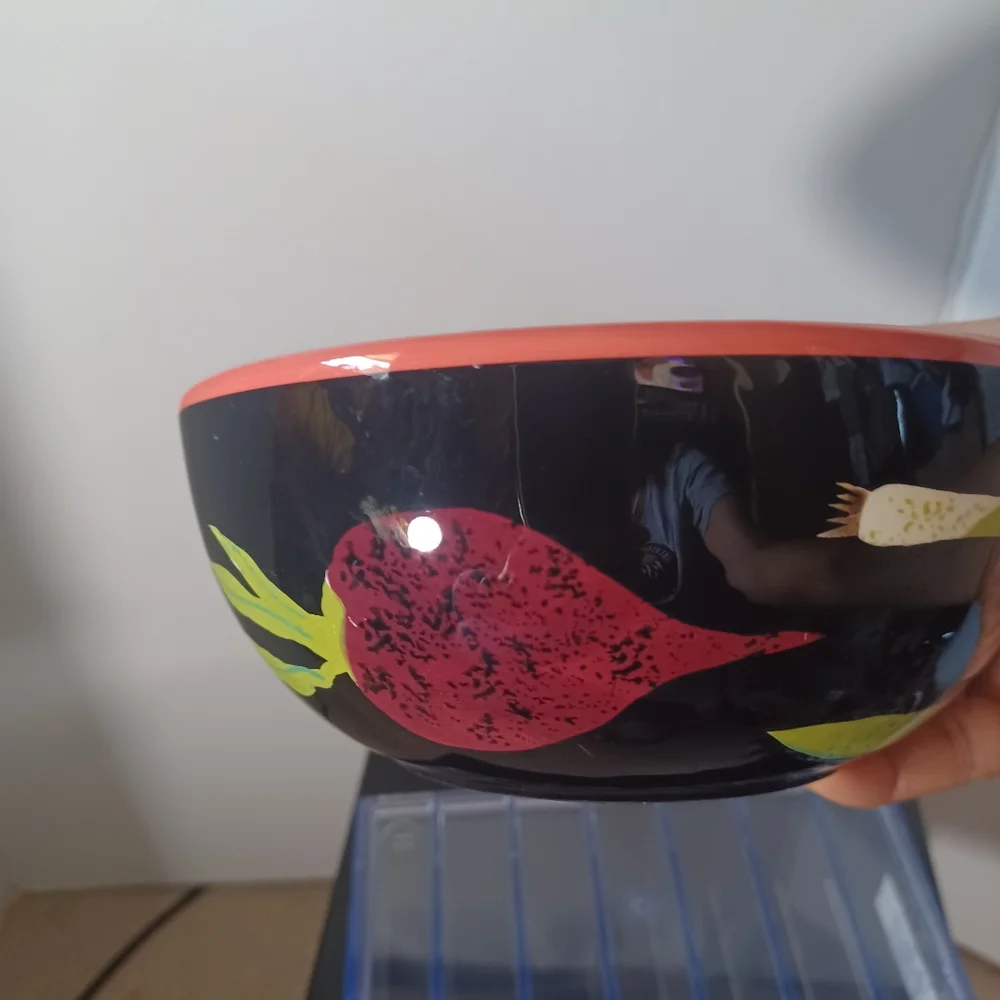Crate & Barrel Veggie Pattern Cereal Bowl